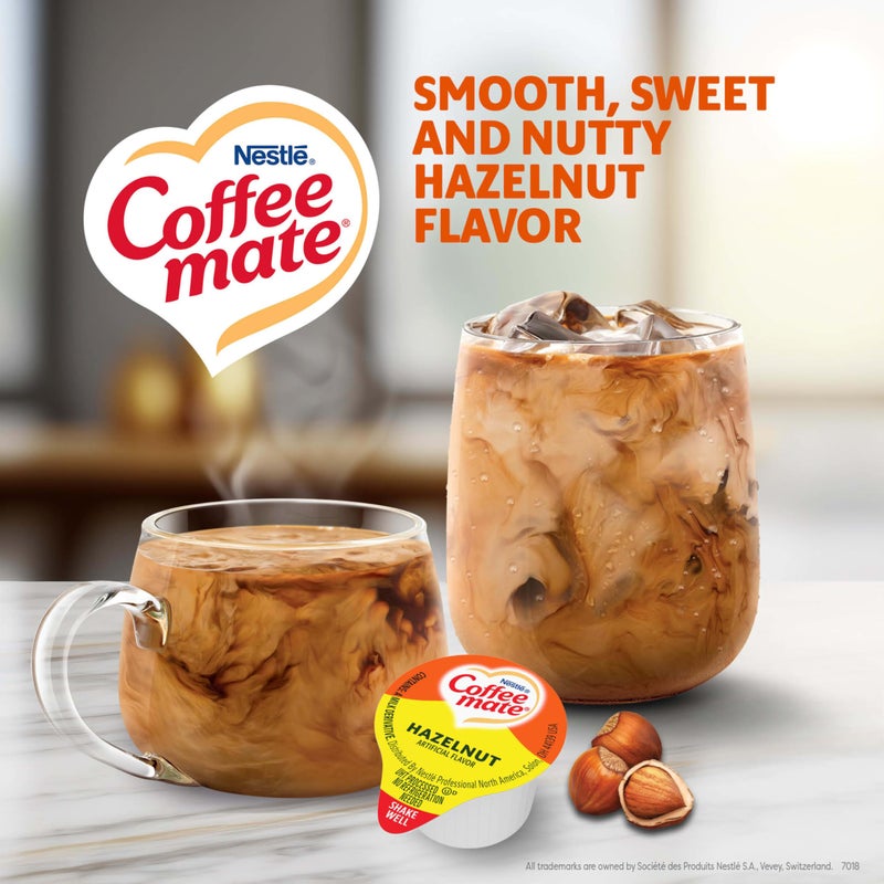Coffee Mate Nestle Coffee mate Coffee Creamer, Hazelnut, Liquid Creamer Singles, Non Dairy, No Refrigeration, 0.375 fl oz Tubs (Pack of 180) - Image 2
